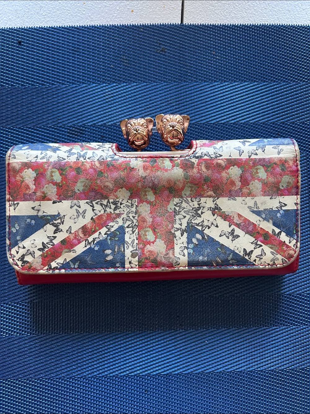 Floral Union Jack Clasp Wallet - Red